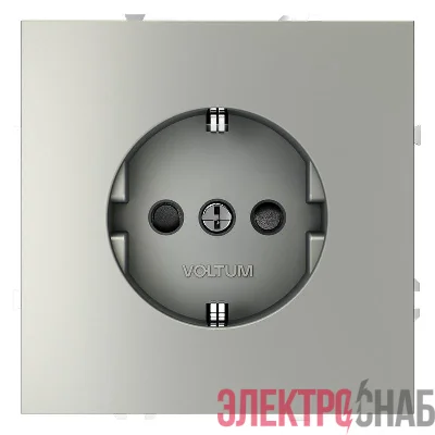 Розетка 1-м СП S70 16А с заземл. защ. шторки механизм сталь Voltum VLS040205