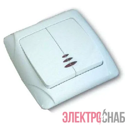 Выключатель 2-кл. СП Маргарита 10А IP20 с подсветкой бел. UNIVersal М0123