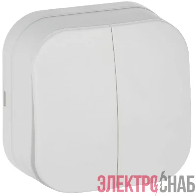 Выключатель 2-кл. ОП GLORY ВС20-2-0-ХБм 10А бел. матов. IEK EVH20-K01M-10