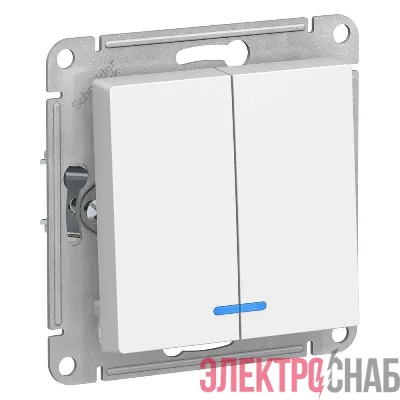 Выключатель 2-кл. СП AtlasDesign 10А IP20 (сх. 5а) 10AX с подсветкой механизм бел. SE ATN000153