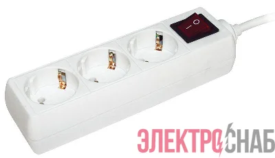 Удлинитель 3х3м с заземл. 16А IP20 У03К 2P+PE 250В ПВС 3х1 с выкл. IEK WYP10-16-03-03-ZK-N