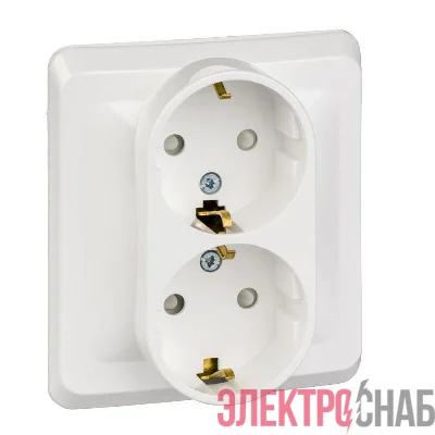Розетка 2-м СП Этюд 16А IP20 250В с заземл. защ. шторки бел. SE PC16-008B