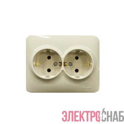 Розетка 2-м Karina Life с заземл. ПБТ крем. LEZARD 708-0300-127B