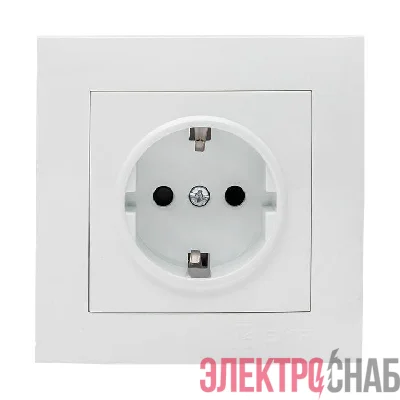 Розетка 1-м СП Валенсия 16А IP20 с заземл. защ. шторки бел. PROxima EKF EWR16-028-10