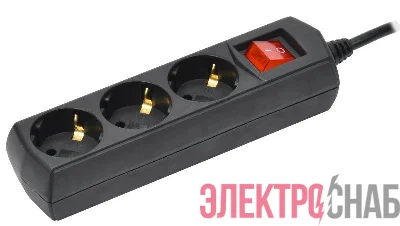 Удлинитель 3х3м с заземл. 10А IP20 У03В 250В ПВС 3х1 черн. GENERICA WYP10-10-03-03-ZK-K02-G