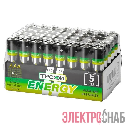 Элемент питания алкалиновый AAA/LR03 LR03-40 bulk Eco (уп.40шт) Трофи Б0027812
