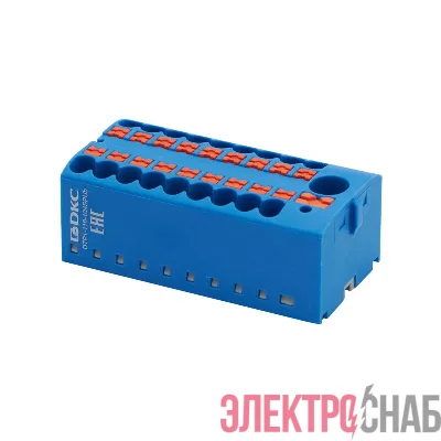 Блок распределительный зажим push-in 1 ввод 6кв.мм 18 точек подключения 25кв.мм син. DKC DTP1-118-104SPUB