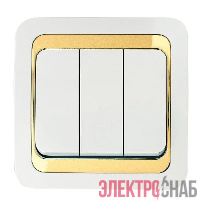 Выключатель 3-кл. Mimoza 1вх. 3вых. с зол. вставкой Makel 12291