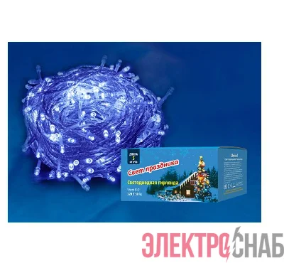 Гирлянда светодиодная ULD-S0500-050/DTA BLUE IP20 5м с контроллером 50 светодиодов син. провод прозр. Uniel UL-00005253
