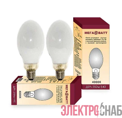 Лампа газоразрядная ртутная ДРЛ 250 E40 (20) МЕГАВАТТ 03014