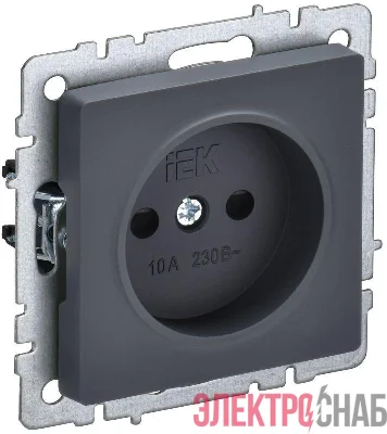 Розетка СП BRITE РСш10-2-БрГ 10А без заземл. защ. шторки механизм графит IEK BR-R13-10-K53