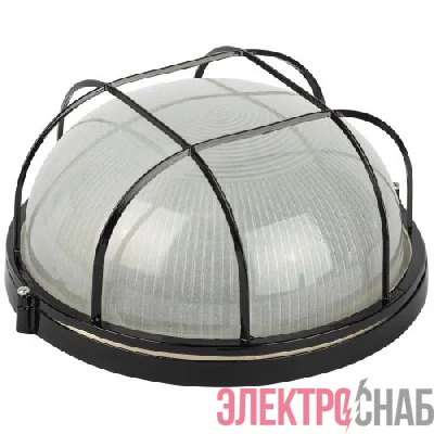 Светильник НБП 03-100-002 1х100Вт E27 IP54 акватермо алюм./стекло D240 круг черн. с решеткой Эра Б0063876