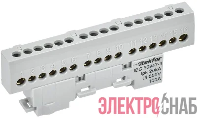 Шина L "фаза" изол. на универс. держ. 6х9-16-Ср TEKFOR IEK TF-NN10-16-KL-K03