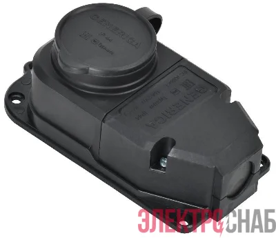 Колодка удлинителя 1-м 16А IP44 с защ. крышкой каучук черн. GENERICA ERK10-016-01-44-K02-G
