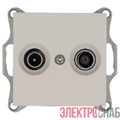 Розетка телевизионная проходная TV + FM 2-м Ф9.5мм механизм тауп Jasmart G6205T