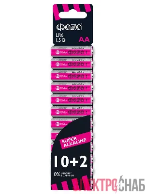 Элемент питания алкалиновый AA/LR6 1.5В Super Alkaline SBL-10+2 (уп.12шт) ФАZА 2854582