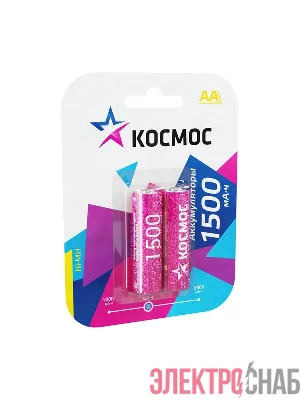 Аккумулятор AA/R6 1500мА.ч NI-MN BP-2 (блист.2шт) КОСМОС KOCR6NIMH(1500mA)