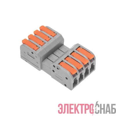 Клемма СМК 222-424R проходная разъемная 4 полюса сер. 0.2-2.5/4кв.мм Rexant 07-5264