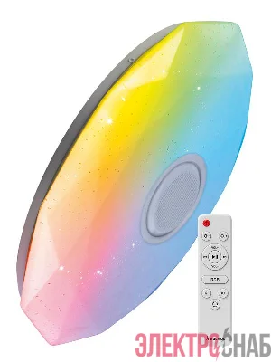 Светильник светодиодный PREMIUM DIAMOND-RGB 75Вт 230В 3000-6500К 6000лм IP40 502х83мм настенно-потолочный управляемый с пультом ДУ с RGB подсветкой и BT колонкой КОСМОС KSDiamRGBmus75W