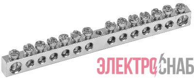 Шина PEN &quot;земля-ноль&quot; 6х9мм 14/1 Ni (14групп/крепеж по центру) IEK YNN10-14-100-N