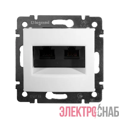 Механизм розетки информ. 2-м СП Valena RJ45 + RJ45 CAT.5Е UTP бел. Leg 774231