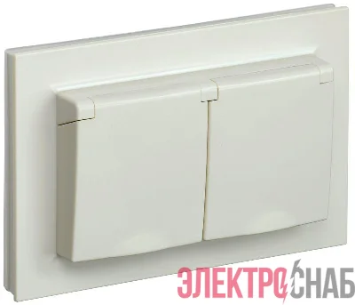 Розетка 2-м СП BRITE РСбш12-3-44-БрКр 16А в сборе IP44 с крышкой беж. IEK BR-R26-16-44-K10-F