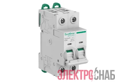 Выключатель автоматический 2п C 10А 6кА Systeme9 400В SE S9F22210