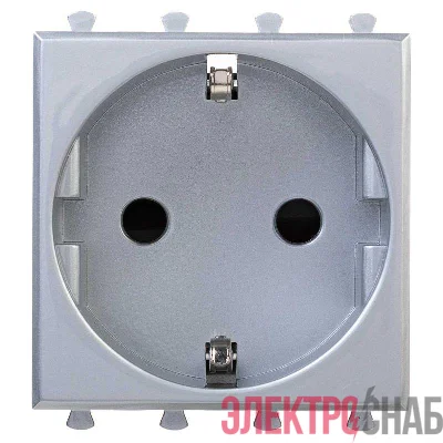 Розетка 1-м 2мод. Avanti "Закаленная сталь" 16А 2P+E защ. шторки сер. DKC 4404002