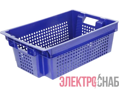 Ящик 600х400х200 1,5кг. дно сплошное, стенки перфорированные  синий 102-1 102-1