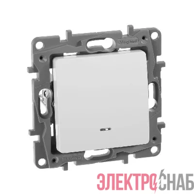 Выключатель 1-кл. СП Etika 10А IP20 250В 10AX с подсветкой/индикацией безвинтов. зажимы механизм бел. IEK 672203