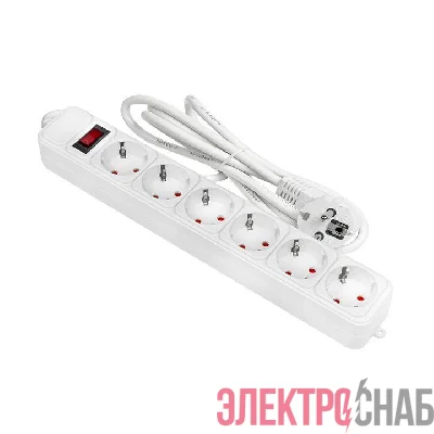 Удлинитель с сетевым фильтром 6х1.8м с заземл. 16А IP20 Блокбастер XL 3.2кВт ПВС 3х1 с выкл. PROxima EKF UFA16-310-6-018