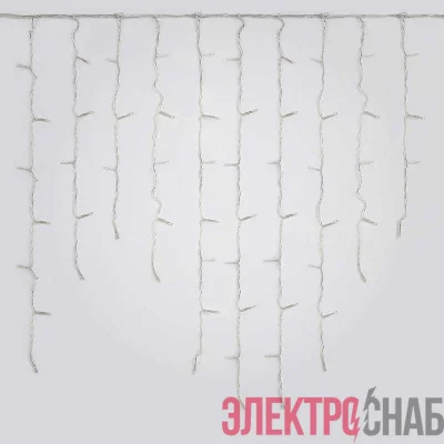 Гирлянда светодиодная "Бахрома" ULD-B1805-048/DTA WHITE IP20 1.8м 48LED бел. с контроллером провод прозр. Uniel UL-00005275