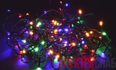 Гирлянда "Нить" 10м 100LED RGB IP20 провод зел. 230В с контроллером 8 режимов IEK LGDB110-3-100-10-G-S-20