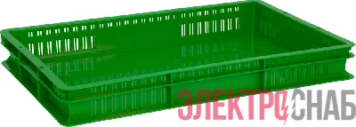 Ящик 600х400х75 дно сплошное, стенки перфорированные  зелёный 423-1 423-1