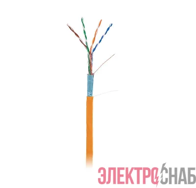 Кабель F/UTP 4 пары кат.5e класс D 100МГц ож BC чистая медь внутр. LSZH нг(В)-HF оранж. (уп.305м) NETLAN EC-UF004-5E-LSZH-OR