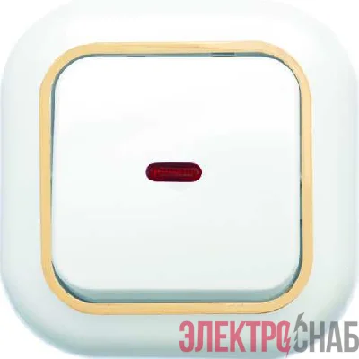 Выключатель 1-кл. СП Валентина 10А IP20 С16-068 с индикацией бел./зол. Кунцево 7646