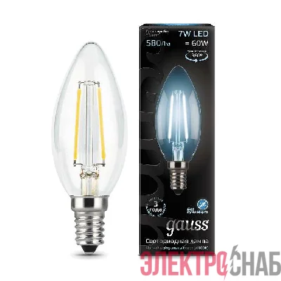 Лампа светодиодная Black Filament Свеча E14 7Вт 4100К Gauss 103801207