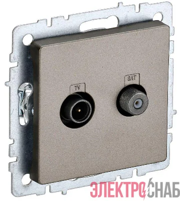 Розетка телевизионная TV/SAT 2-м Brite РТВ/РСп12-БрШ механизм шампань IEK BR-AF20-O-K37