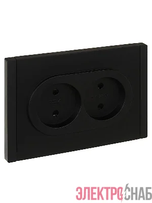 Розетка 2-м СП FORTE&PIANO FP125 10А без заземл. защ. шторки безвинт. крепл. черн. IEK FP-R23-10-1-K02