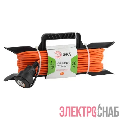 Удлинитель-шнур на рамке 1х20м без заземл. 10А IP20 UFx-1-2х1.0-20m ПВС 2х1 Эра Б0043040