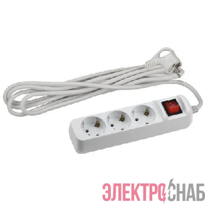 Удлинитель 3х3м с заземл. 10А IP20 UX-3es-3m ПВС 3х0.75 с выкл. Эра Б0035751