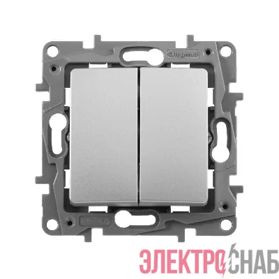Выключатель 2-кл. СП Etika 10А IP20 250В 10AX авт. зажимы механизм алюм. Leg 672402