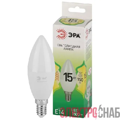 Лампа светодиодная GREEN LINE B35-15W-830-E14 GL 15Вт свеча 3000К свет тепл. E14 Эра Б0067130