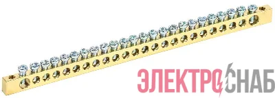 Шина PEN "земля-ноль" 6х9мм 24/2 (24группы/крепеж по краям) IEK YNN11-24-100