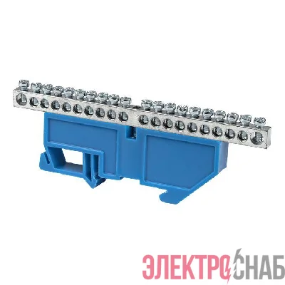 Шина нулевая N 6х9 20 отверст. цинк син. изолятор на DIN-рейку PROxima EKF sn1-63-20-d