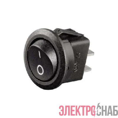Выключатель клавишный 250В 6А (2с) ON-OFF круглый черн. (RWB-212; SC-214; MRS-102-8) Rexant 36-2550