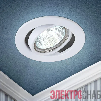 Светильник точечный ST2A WH 50Вт MR16 12В поворотн. штампован. бел. ЭРА C0043805