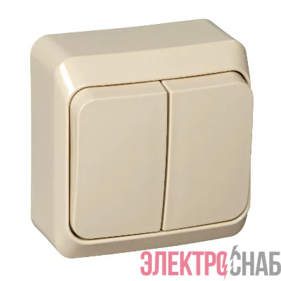Выключатель 2-кл. ОП Этюд 10А IP20 крем. SE BA10-002K
