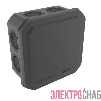 Коробка ответвительная с 8+2 кабельными вводами d20/20мм IP55 85х85х40мм черн. DKC 53785B