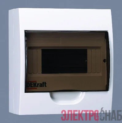 Корпус навесной ЩРН-П-8 20х18х10 8мод. IP41 пластик. DEKraft 31010DEK